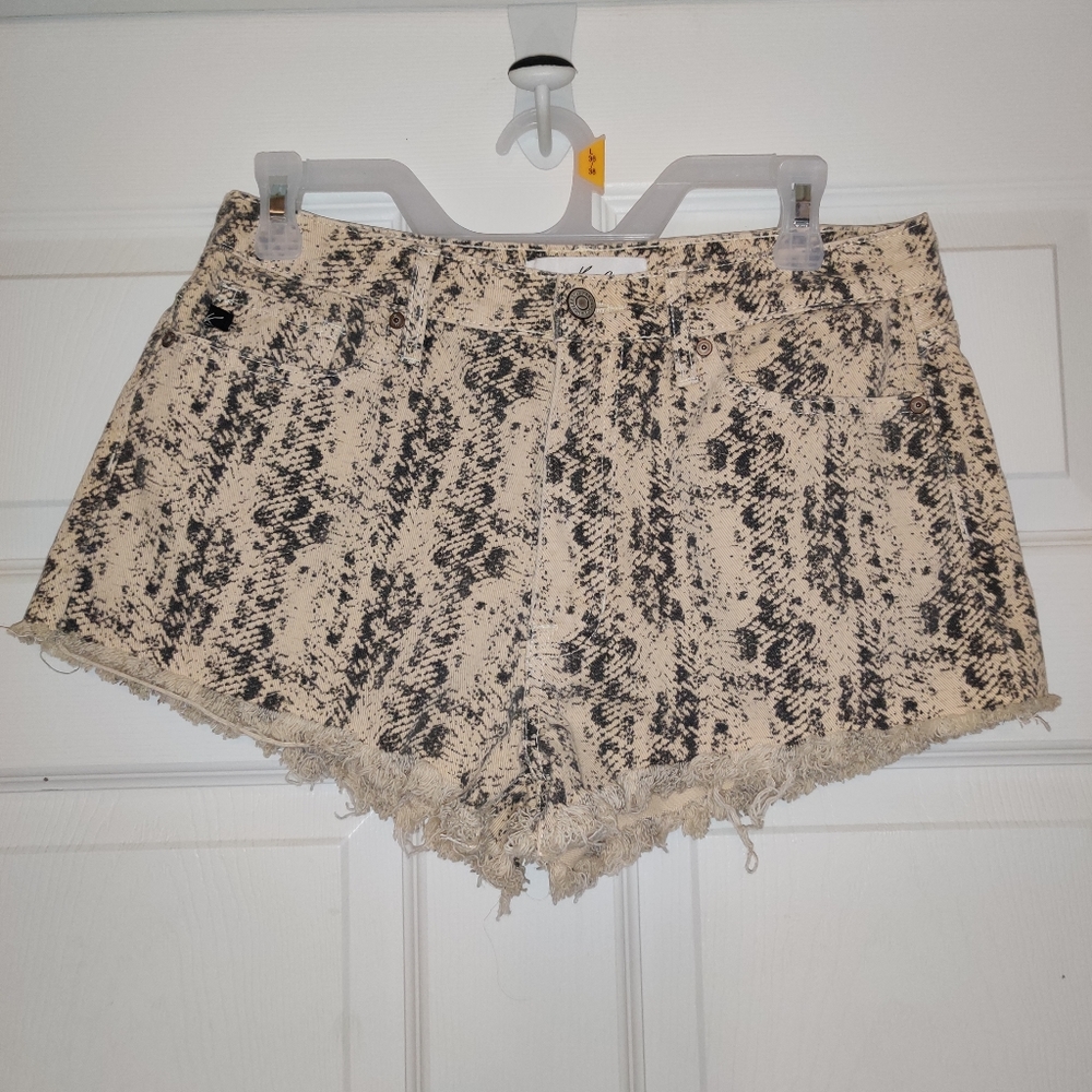 KanCan Raw Hem Snakeskin Shorts
